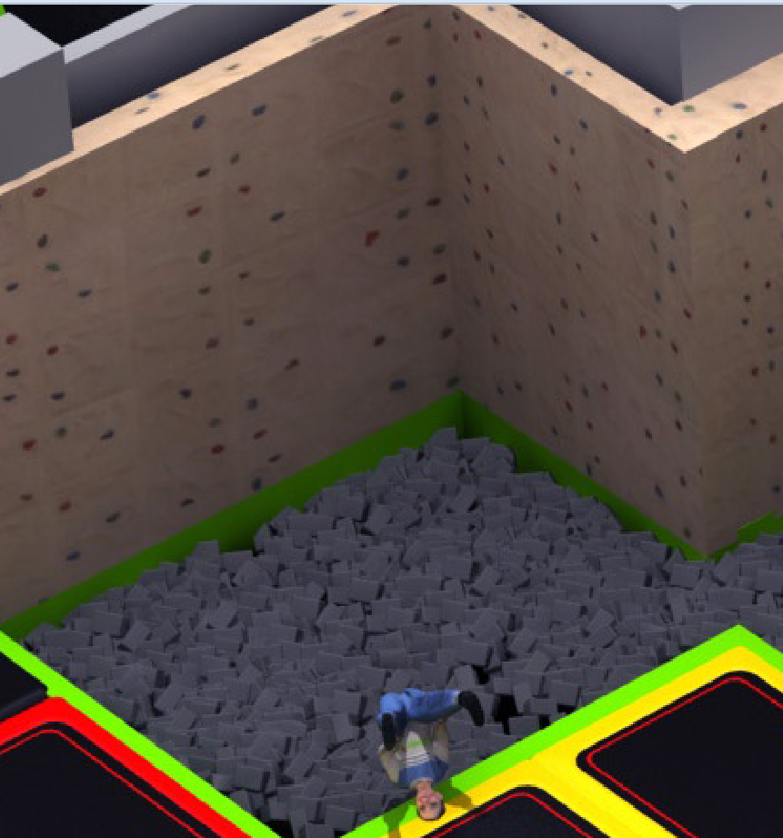 大型室內蹦床公園攀巖區